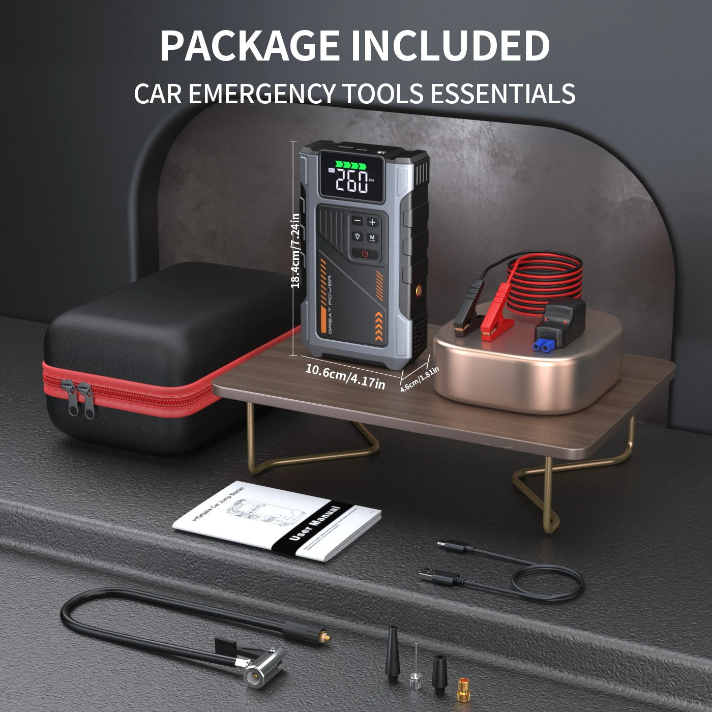 Power Up Your Journey: 3000A Portable Car Jump Starter with Air Compressor and Tire Inflator