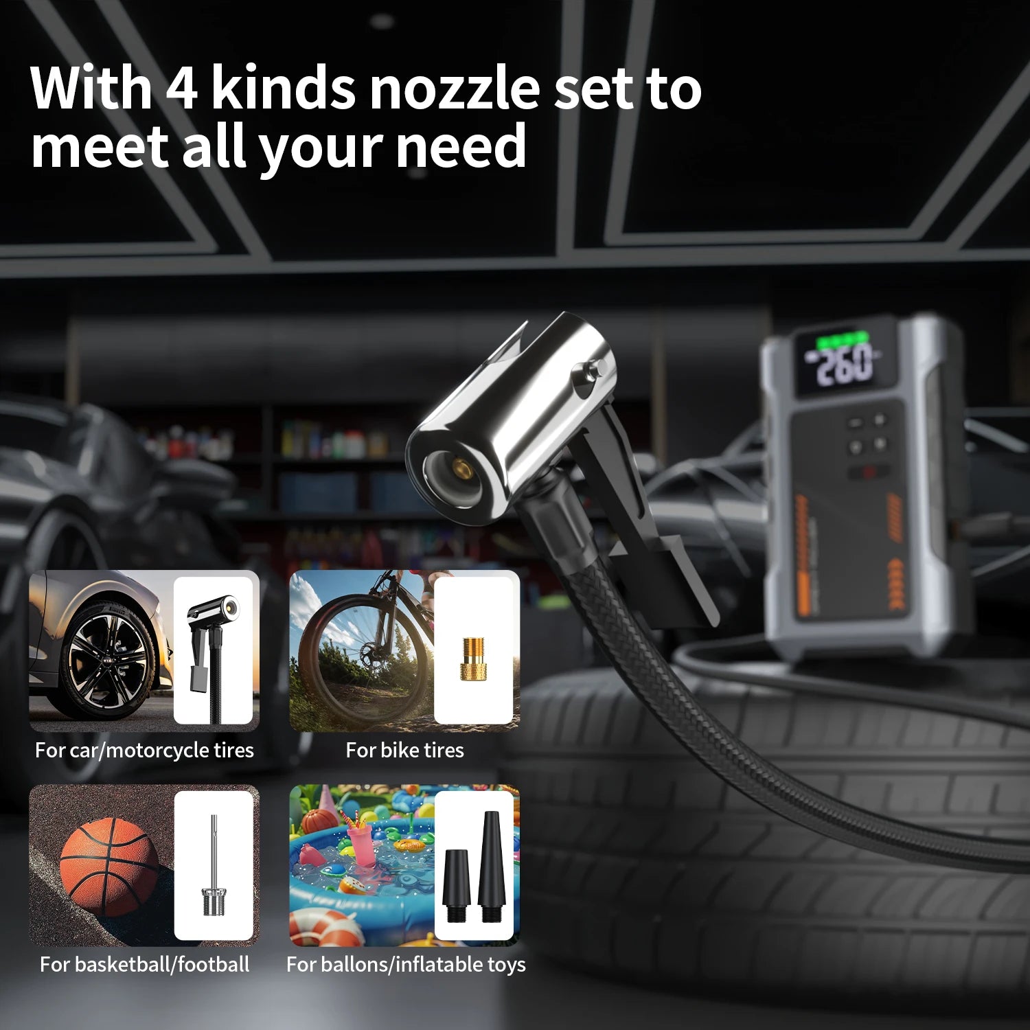 Power Up Your Journey: 3000A Portable Car Jump Starter with Air Compressor and Tire Inflator