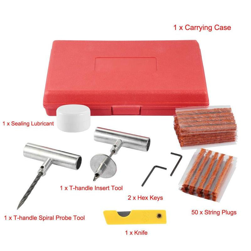 Tire Plug Repair Kit (57Or77-Piece) - Heavy Duty Flat Tire Puncture Repair Kit with Iron & PE Materials, Flexible & Easy to Use, Suitable for Car, ATV, Trailer