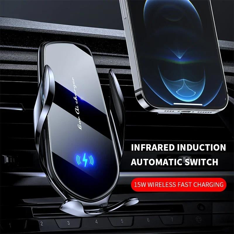 Car Wireless Charger Air Vent Car Phone Holder Mount 15W Fast Charging Station Car Bracket for Iphone 16 15 14 13 12 Samsung Xiaomi