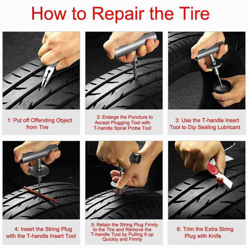 Tire Plug Repair Kit (57Or77-Piece) - Heavy Duty Flat Tire Puncture Repair Kit with Iron & PE Materials, Flexible & Easy to Use, Suitable for Car, ATV, Trailer