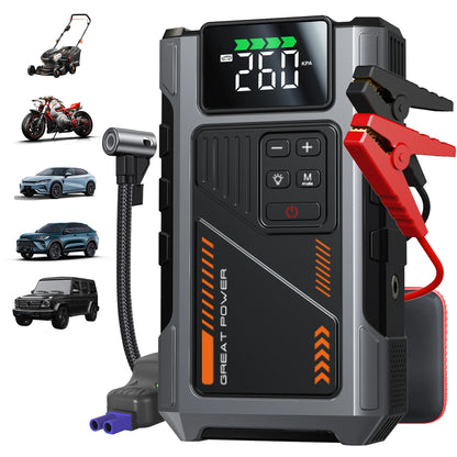 Power Up Your Journey: 3000A Portable Car Jump Starter with Air Compressor and Tire Inflator