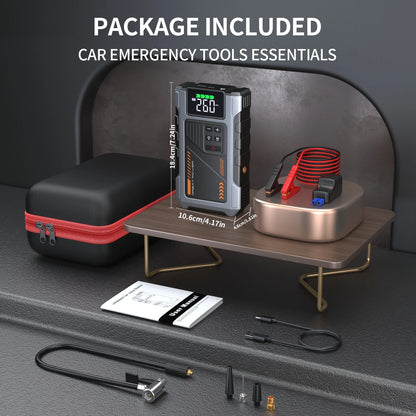 Power Up Your Journey: 3000A Portable Car Jump Starter with Air Compressor and Tire Inflator