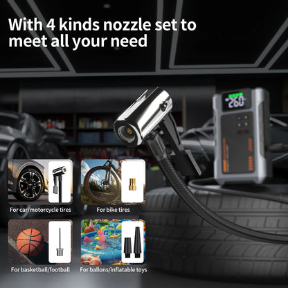 Power Up Your Journey: 3000A Portable Car Jump Starter with Air Compressor and Tire Inflator