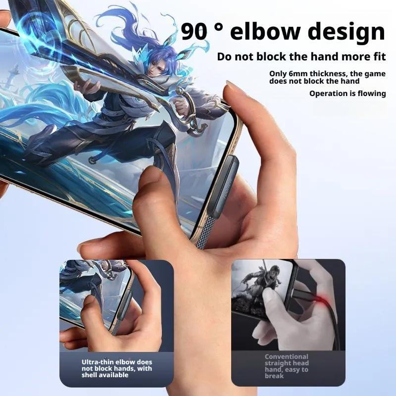 20W/30W PD Fast Charging Cable for Iphone 6-14 & Android Type-C Right Angle Design Braided Durable Data Transfer Cables