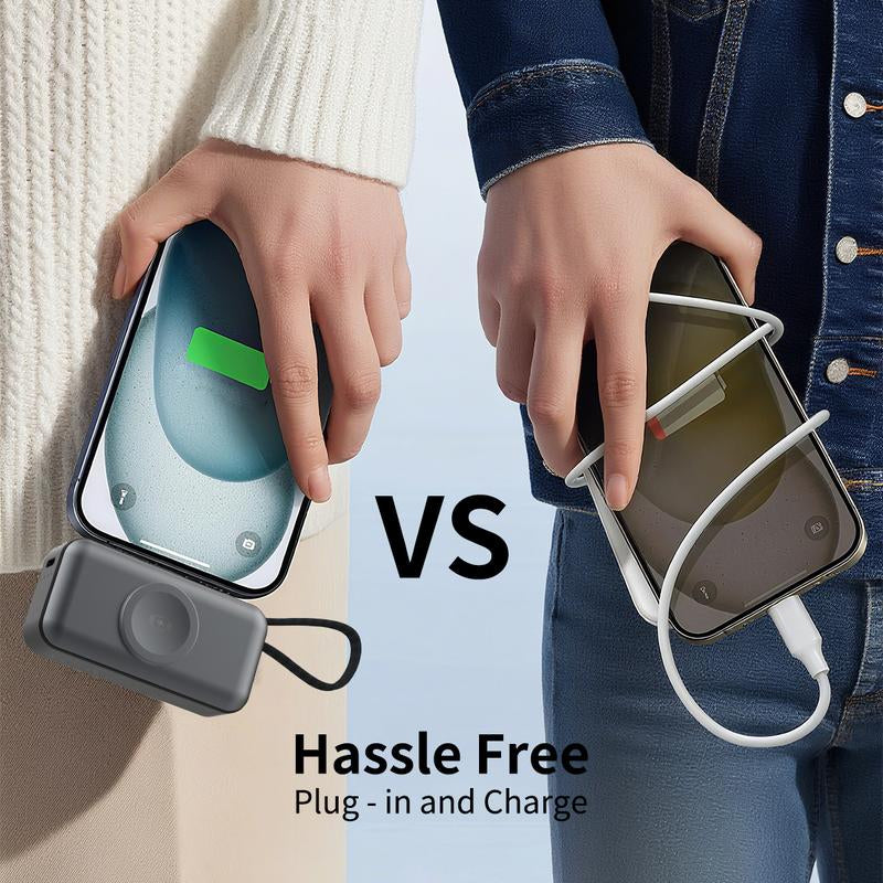 4-In-1 Portable Charger with Built-In Cable for Iphone 17/16/15/14, Apple Watch, Samsung Galaxy S24/23, Magnetic Mini Power Bank 5000Mah Fast Charging -Travel Essential