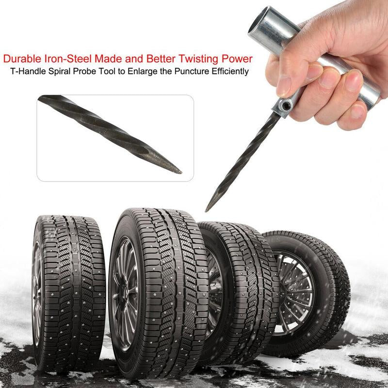 Tire Plug Repair Kit (57Or77-Piece) - Heavy Duty Flat Tire Puncture Repair Kit with Iron & PE Materials, Flexible & Easy to Use, Suitable for Car, ATV, Trailer