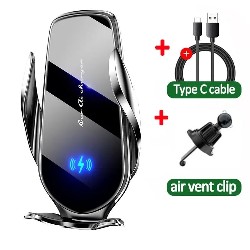 Car Wireless Charger Air Vent Car Phone Holder Mount 15W Fast Charging Station Car Bracket for Iphone 16 15 14 13 12 Samsung Xiaomi