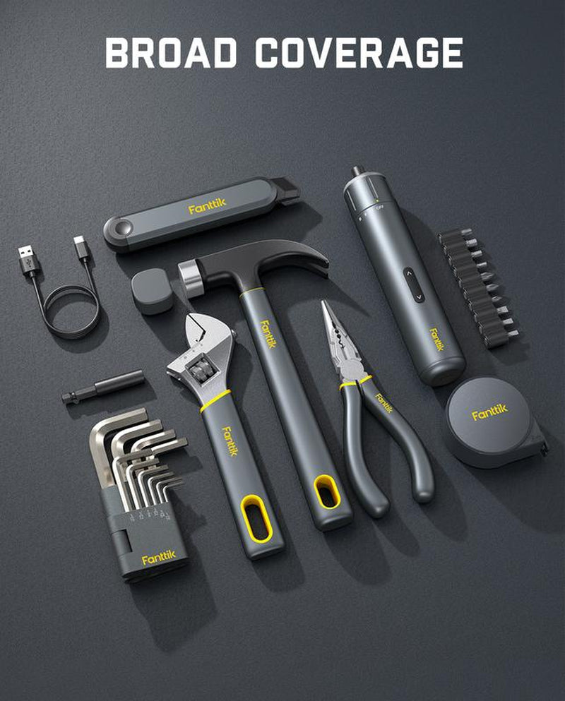 Fanttik Super Brand Day S1 NEX Studio Electric Screwdriver Tool Kit, 3 Torque Settings, Max 6N.M, 10 Magnetic Bits, 7 Types Tools, Hex Keys, Spanner, Claw Hammer, Household Tool Kits for Home Repairs, Idea DIY Christmas Gift
